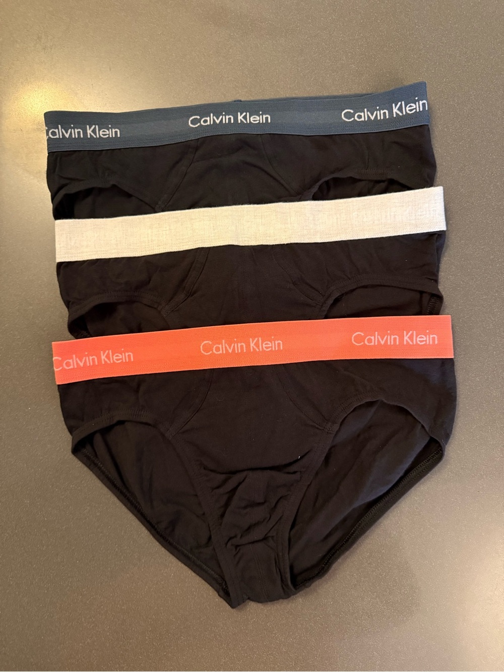 New Calvin Klein Black Hip Briefs 3-Pack with CK Waistbands. Cotton